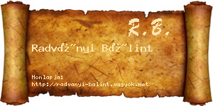 Radványi Bálint névjegykártya